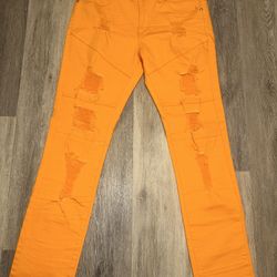 Argonaut Ultra Slim Orange Distressed Jeans – Men’s 32x32 – Streetwear