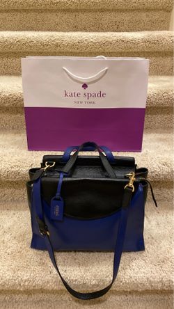 Kate Spade Gorgeous “Saturday” Mid-Night Blue Leather Satchel with Shoulder Strap. New Condition Paid $435.