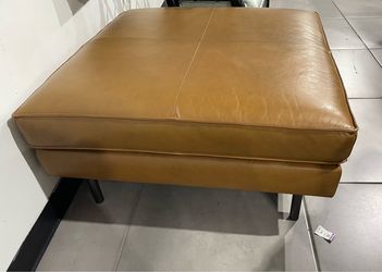 West Elm Axel Leather Cocktail Ottoman
