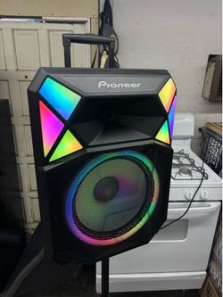 Pioneer 700W 15” Party Speaker with Auracast & RGB LED Lights (Includes Wireless Microphone and Stand