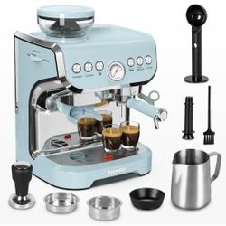 ☆ Amaste Espresso Machine with Grinder, 15 Bar Espresso Machine with Steam Wand for Latte and Cappuccino, 68Oz Water Tank, Pre-Infuse Brewing, Espress