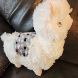 Kellytoy 12" Llama Alpaca Plush Toy White w/ Pink Hooves & Blanket 