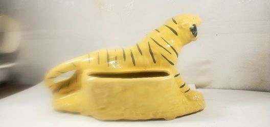 Mid Century Striped Roaring Tiger TV planter
