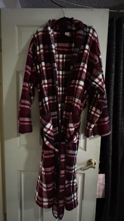 Plaid Fleece Bathrobe with Belt