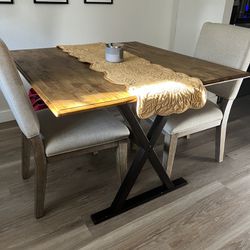 Wooden Folding Leaf Table With 2 Chairs 