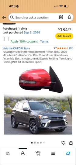 Right side 2013-2020 Mitsubishi Outlander side mirror