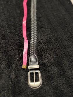 Black and silver leather braided belt