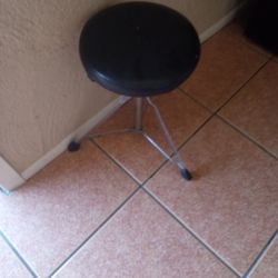 Metal And Leather Small Stool