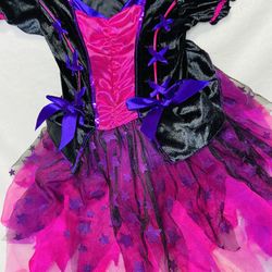 Childrens Size 8-10 Celestial Witch Costume Starry Purple Witch Dress