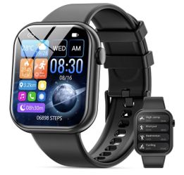 Smartwatch for Men & Women – Black, Call Function, 120+ Sports Modes, IP68 Waterproof