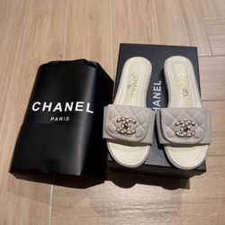 Chanel Quilted Corduroy Sandals 