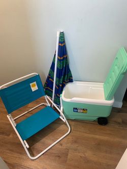 Beach set Chair Umbrella and Cooler