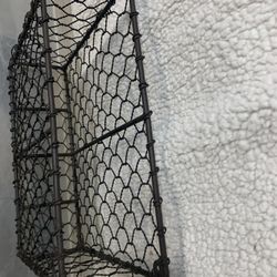 Rustic Wire Wall Mount Basket Black Metal Mesh Mail Organizer Farmhouse Decor
