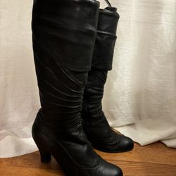 Boots, black leather boots
