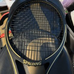 Spalding Big Bow 4 3/8 Fiber Laminate Wood Vintage Tennis Racket with Cover