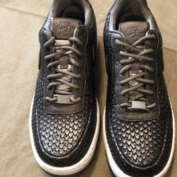 Nike AF1 Womens Air Force 1 Upstep Premium Metallic Silver/Wh 917590-003 Sz 12/ Mens 10.5