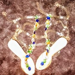 Size 6 Gold Gladiator With Gems Healed Sandals