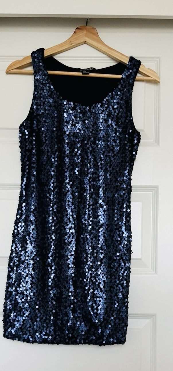 Navy Blue Sequins Dress - Size M