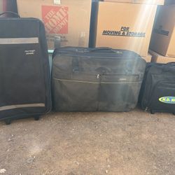 3 Lot Black Canvas, Suitcase, Luggage For Traveling