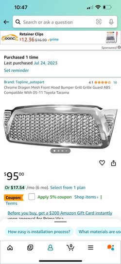 Toyota Tacoma Chrome Grill