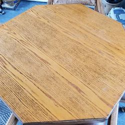 Solid Oak Dining/card Table With Matching Chairs 