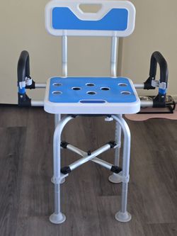 360 degree swivel shower chair with detachable hand rails