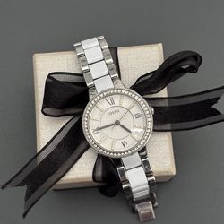 Fossil crystal embellished watch