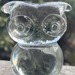 Vintage crystal glass Owl Clear Figurine 