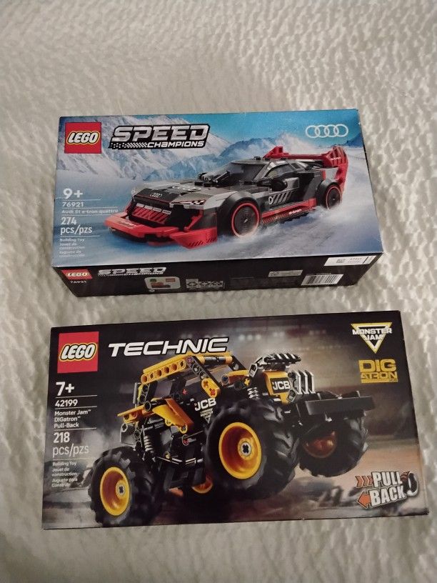 LEGO Audi S1 e-tron Quattro 76921 & Monster JamDiGatron Pull Back 42199 (2 Set Bundle)
