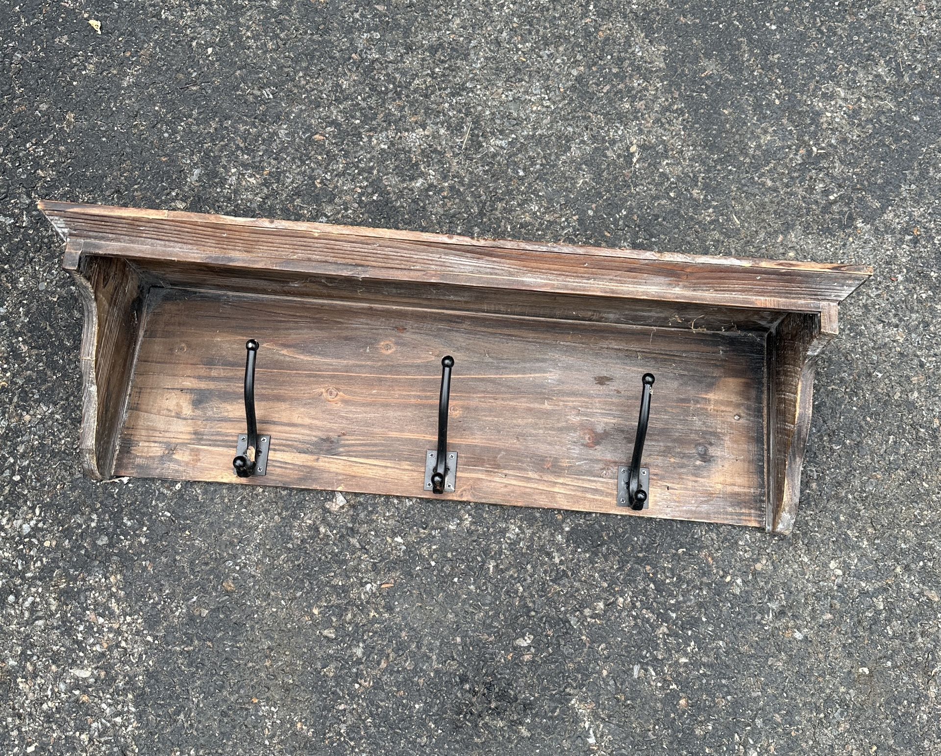 3 Hook Rustic  Wall Shelf