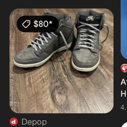 Nice little black and gray Nikes high little top shoes, size 4 1/2