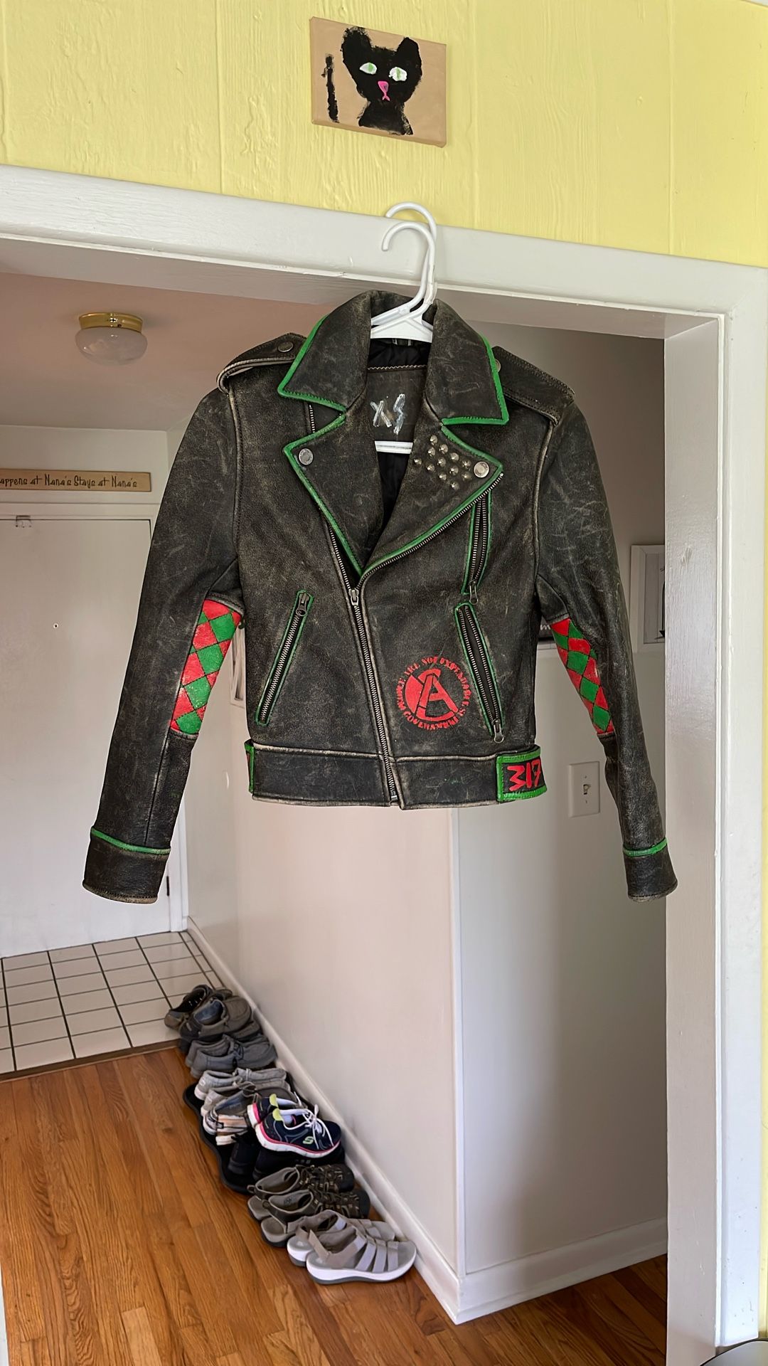 VINTAGE DBL BREASTED LEATHER JACKET SZ. SMALL