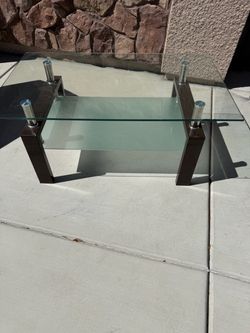 Modern Glass Coffee Table with Lower Shelf – $60