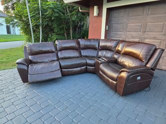 Brown Leather Sectional Reclining Sofa