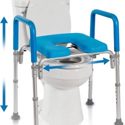 Platinum Health Original Ultimate Padded Raised Toilet Seat with Handles, Riser for Seniors with Adjusted Height & Width, FSA HSA Eligible 420lb for E