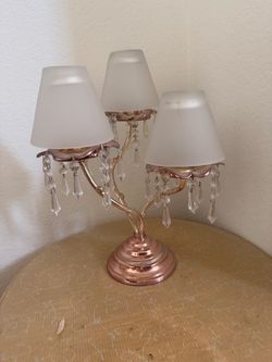 3-Light Rose Gold Crystal Table Lamp