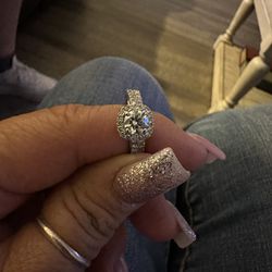 $Real Diamond Ring White Gold 14 K 