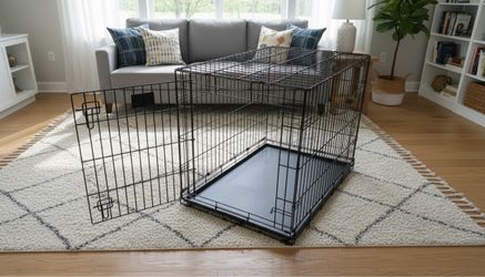 36x24x27in Large Black Metal Single Door Dog Pet Animal Cage Containment Crate! Perfect for dogs up to 70lb