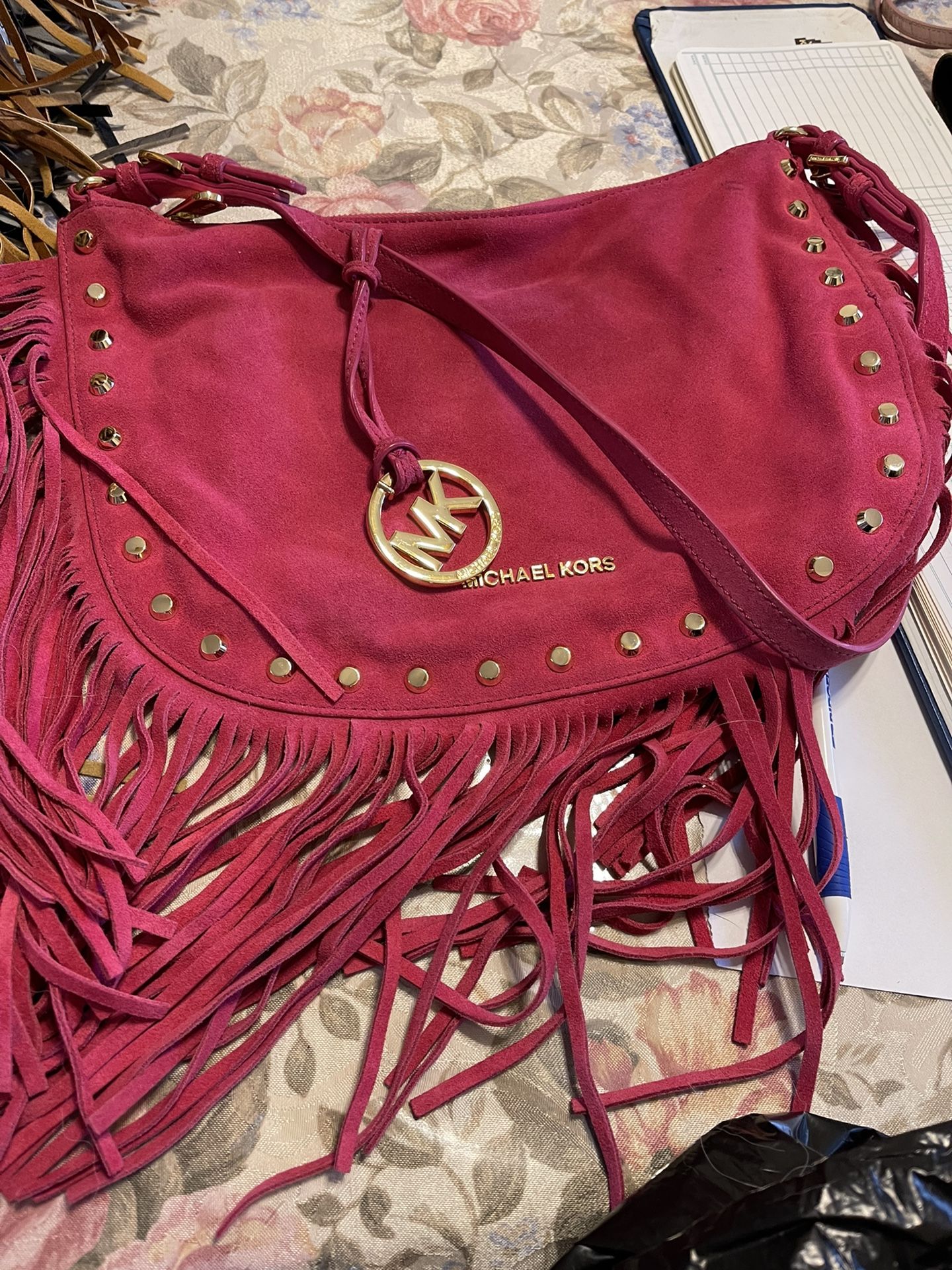 Michael Kors Suede Fringed Shoulder Bag