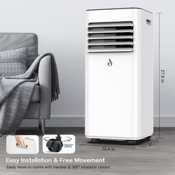 New Air Conditioner 10000 BTU for up to 450 Sq Ft, AC with Dehumidifier and Fan, 2 Fan Speeds, 24 Hour Timer, Remote Control, Energy Efficient