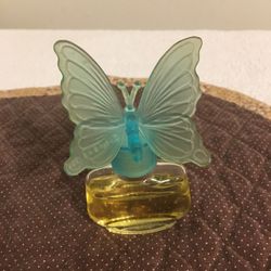 Vintage Delegar Blue Butterfly Top Forget Me Not Perfume 1/2oz 3/4 Full 