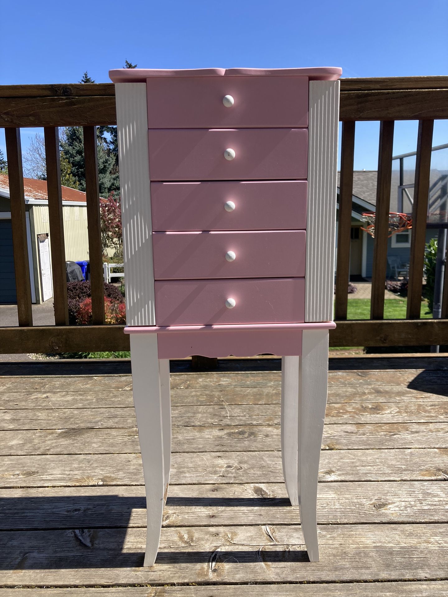 Handmade Pink And White Jewelry Dresser For Girls