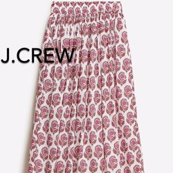 (NEW) (1 AVAILABLE) WOMEN’S J.CREW SMOCKED-WAIST COTTON VOILE MIDI SKIRT IN BOUQUET BLOCK PRINT - SIZE: MEDIUM (MSRP: $138) 