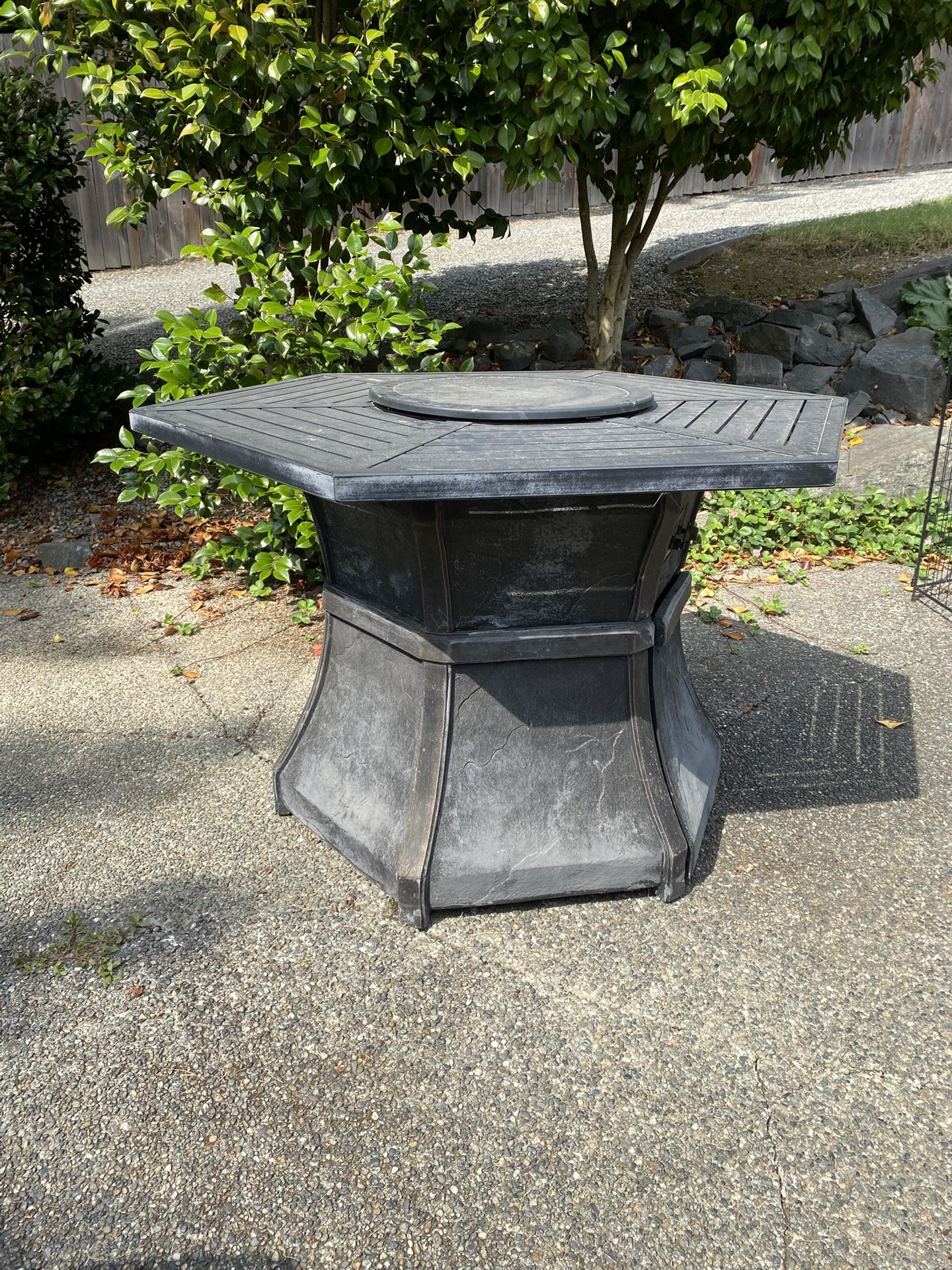 Bar Height, Fire Table With Four Chairs