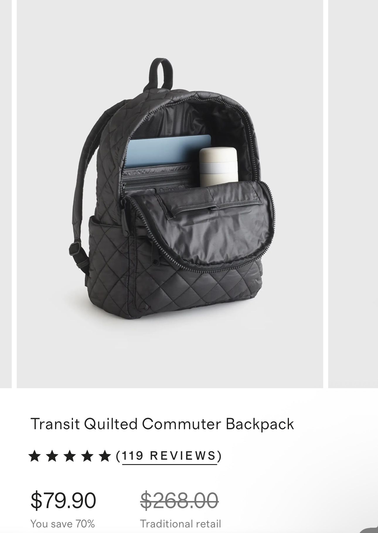 Transit Quilted Commuter Backpack