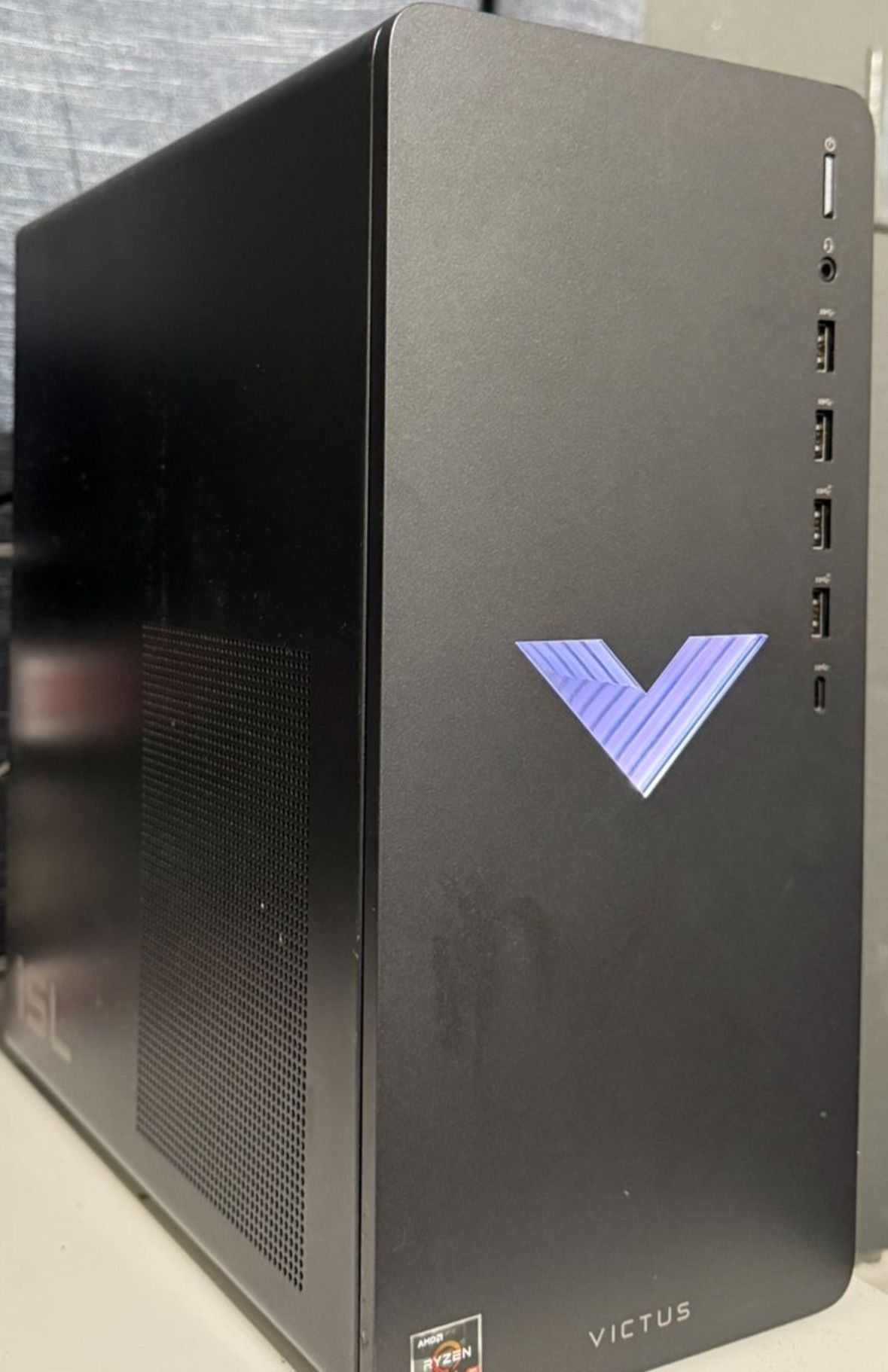 HP Victus 15L Gaming Desktop PC, AMD Ryzen 5 5600G, AMD RX6400, 8GB RAM, 512GB SSD, Mica Silver, Windows 11 Home, TG02-0013w