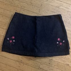 Embroidered Denim Skort (Skirt+Short)
