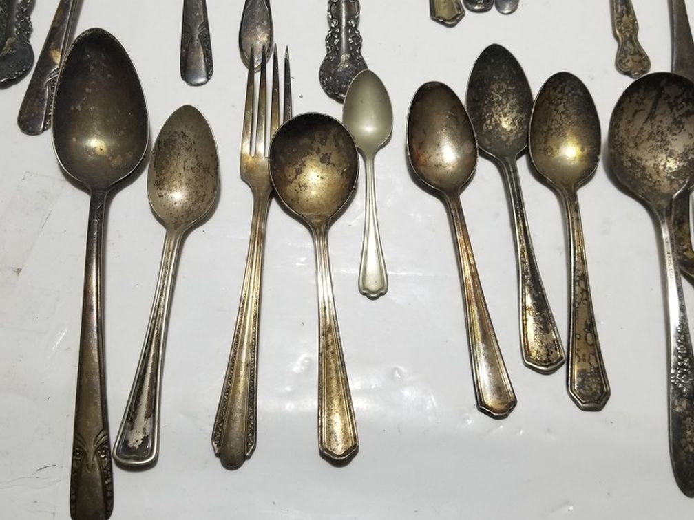 Vintage Collectable 34 mixed silverware. See pictures Rogers Sheffield england , James w tufts GMC EP. ALL OR NOTHING. $50