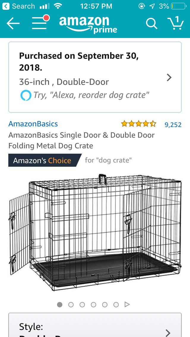 36 inch double door dog kennel / crate — purchased 09/18