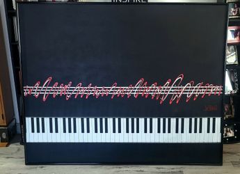 Piano Keyboard Painting by Lee Reynolds. Huge 61" × 49" size. 
This painting is beautiful and a treasure to own.
The frame is nothing special and has